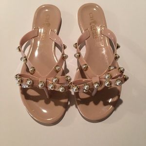 Cherish girls beaded pearl flip flops